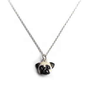 Dog Fever Sterling Silver Enamelled Pug Muzzle Necklace
