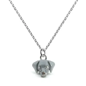 Dog Fever Sterling Silver Enamelled Weimaraner Muzzle Necklace