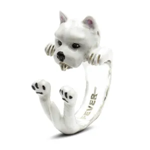 Dog Fever Sterling Silver Enamelled West Highland Terrier Hug Ring