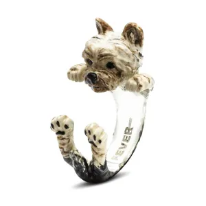 Dog Fever Sterling Silver Enamelled Yorkshire Hug Ring D