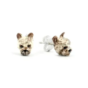 Dog Fever Sterling Silver Enamelled Yorkshire Muzzle Earrings D