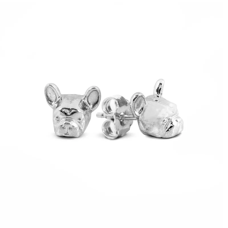 Dog Fever Sterling Silver French Bulldog Muzzle Earrings