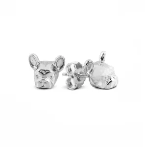 Dog Fever Sterling Silver French Bulldog Muzzle Earrings