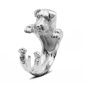 Dog Fever Sterling Silver Schnauzer Hug Ring