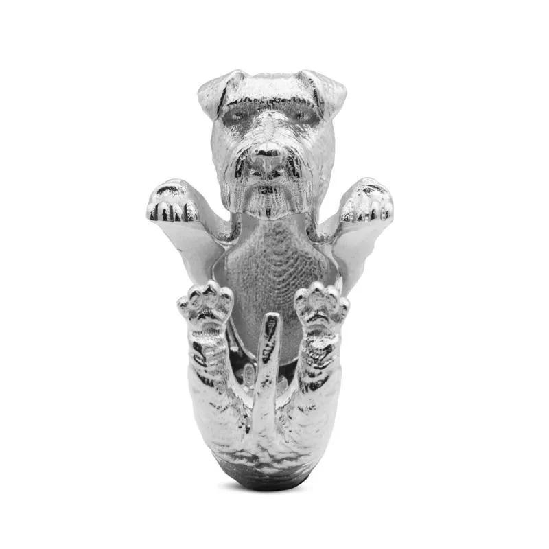Dog Fever Sterling Silver Schnauzer Hug Ring