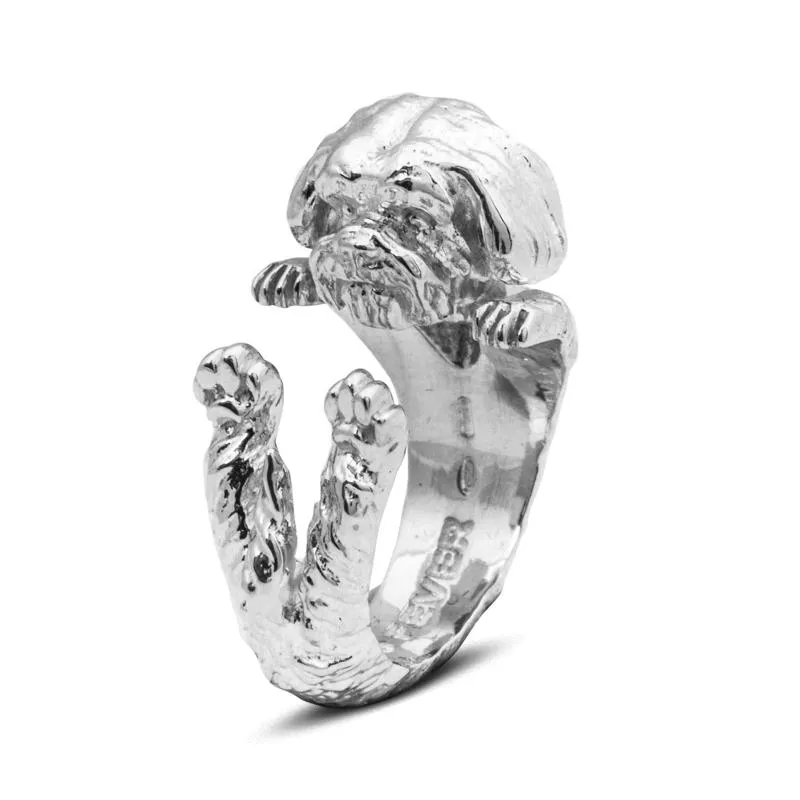 Dog Fever Sterling Silver Shih Tzu Hug Ring D