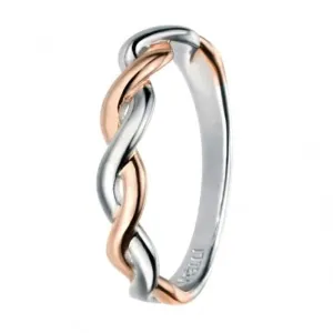 Elements Rose Gold And Rhodium Fixed Twist Ring R3434