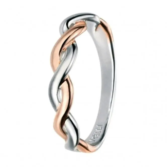 Elements Rose Gold And Rhodium Fixed Twist Ring R3434