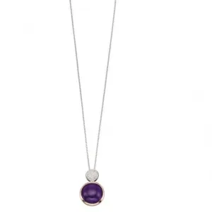 Elements Silver Purple Agate Rose Gold Plate Pave Zirconia Drop Pendant P4547M