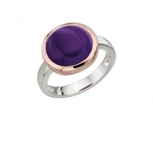 Elements Silver Purple Agate With Rose Gold Plate Ring R3587M