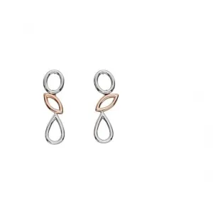 Elements Silver Silver Rose Gold Plated Contrast Shape Earrings E5360