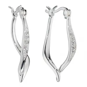 Elements Silver Silver Rose Gold Shaped Ruffle Zirconia Earrings E5534C