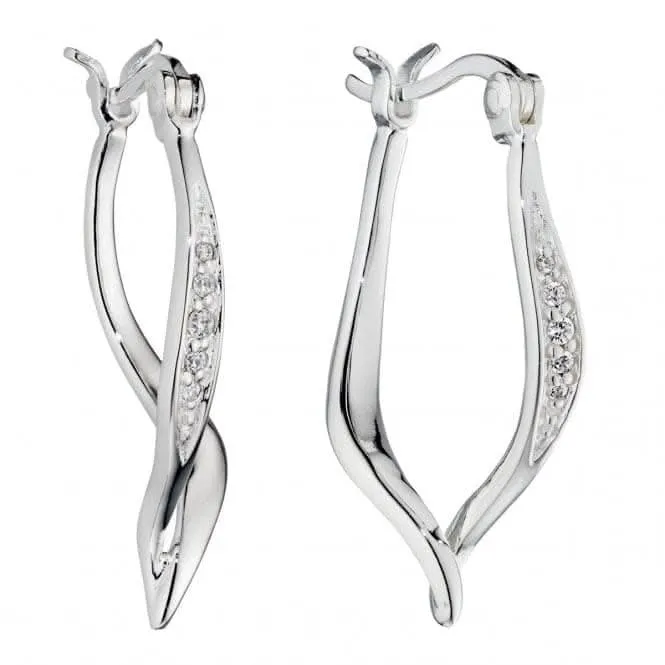 Elements Silver Silver Rose Gold Shaped Ruffle Zirconia Earrings E5534C