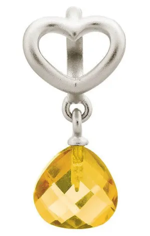 Endless Jewellery Charm Heart Grip Drop Citrine Silver