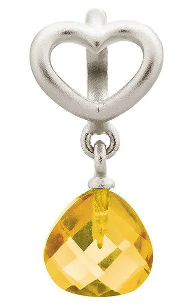 Endless Jewellery Charm Heart Grip Drop Citrine Silver