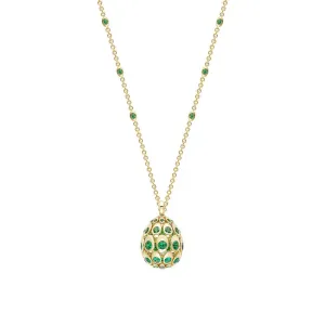 Faberg Cosmic Curve 18ct Yellow Gold Emerald & Tsavorite Egg Pendant