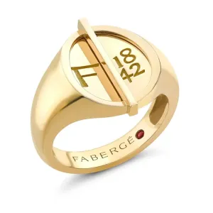 Faberge 1842 18ct Yellow Gold Egg Signet Ring