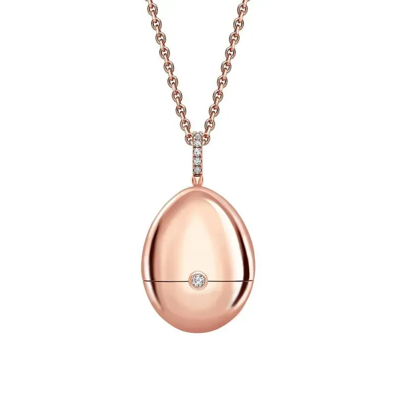 Faberge 18ct Rose Gold Diamond Ruby Heart Surprise Locket