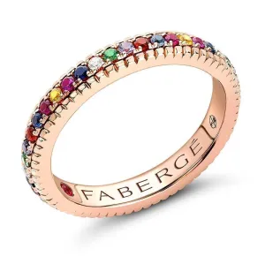 Faberge 18ct Rose Gold Multicoloured Fluted Band Ring