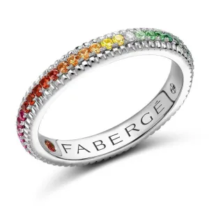 Faberge 18ct White Gold Multicolour Rainbow Fluted Band Ring