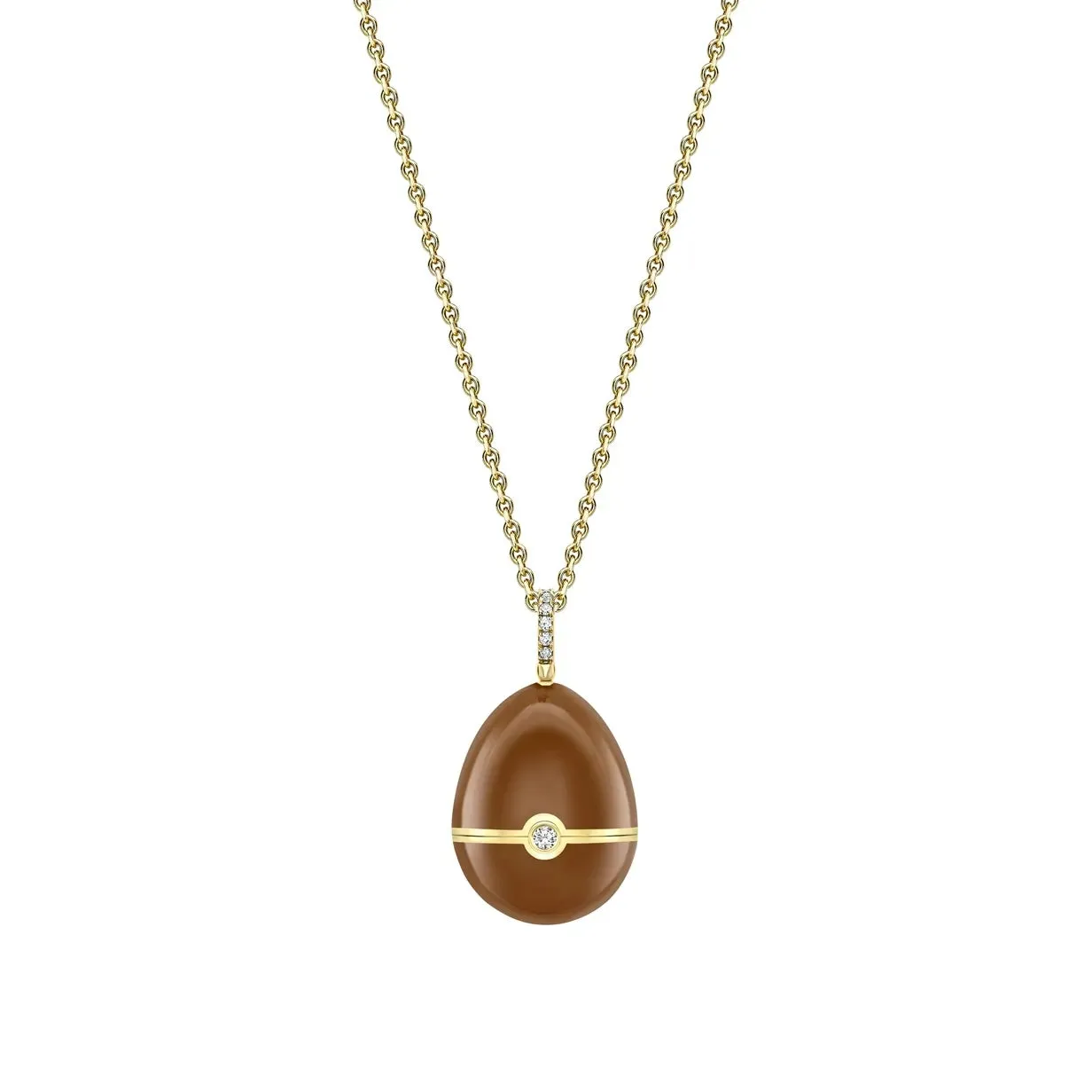 Faberge 18ct Yellow Gold Diamond Brown Lacquer Pumpkin Surprise Locket