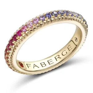 Faberge 18ct Yellow Gold Multi Stone Rainbow Fluted Band Ring