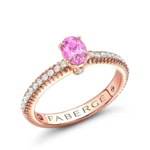 Faberge Colours of Love 18ct Rose Gold Pink Sapphire 0.21ct Diamond Fluted Ring