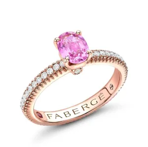 Faberge Colours of Love 18ct Rose Gold Pink Sapphire Diamond Fluted Ring