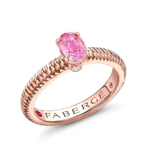 Faberge Colours of Love 18ct Rose Gold Pink Sapphire Fluted Ring