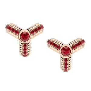 Faberge Colours of Love 18ct Rose Gold Ruby Fluted Trio Earrings
