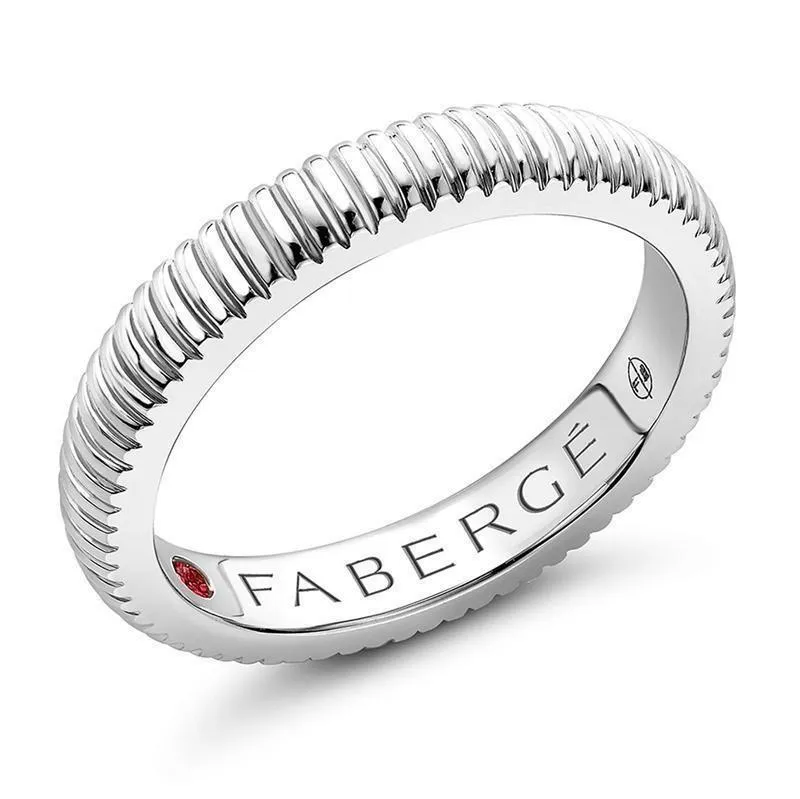 Faberge Colours of Love 18ct White Gold Fluted Band Ring
