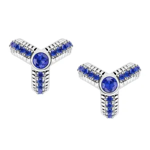 Faberge Colours of Love 18ct White Gold Sapphire Fluted Trio Earrings