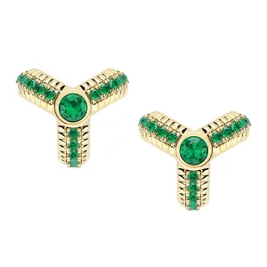 Faberge Colours of Love 18ct Yellow Gold Emerald Fluted Trio Earrings
