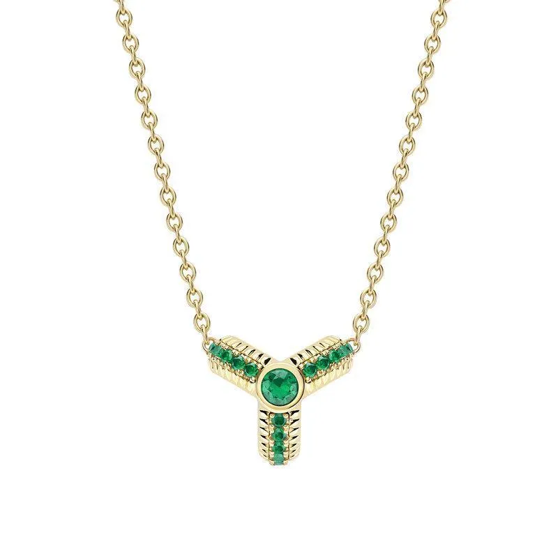 Faberge Colours of Love 18ct Yellow Gold Emerald Fluted Trio Necklace