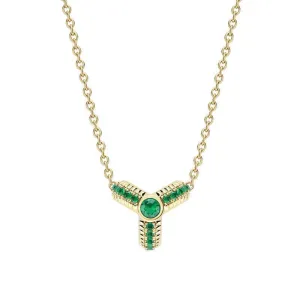 Faberge Colours of Love 18ct Yellow Gold Emerald Fluted Trio Necklace