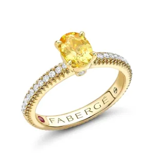 Faberge Colours of Love 18ct Yellow Gold Yellow Sapphire Diamond Fluted Ring