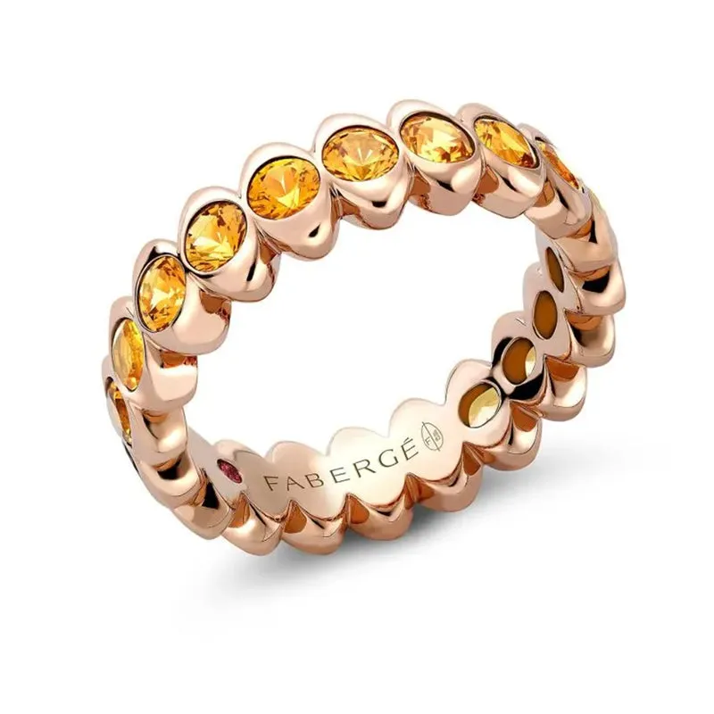 Faberge Colours of Love Cosmic Curve 18ct Rose Gold Orange Sapphire Eternity Ring