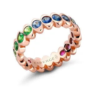 Faberge Colours of Love Cosmic Curve 18ct Rose Gold Rainbow Gemstone Eternity Ring