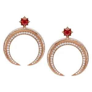 Faberge Colours of Love Hilal 18ct Rose Gold Ruby Diamond Earrings