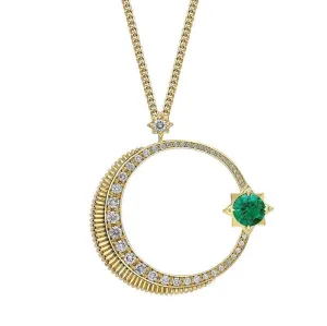 Faberge Colours of Love Hilal 18ct Yellow Gold Emerald Diamond Pendant