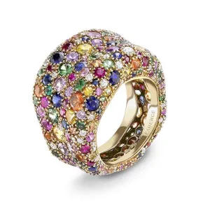 Faberge Emotion 18ct Yellow Gold Multi-Coloured Ring