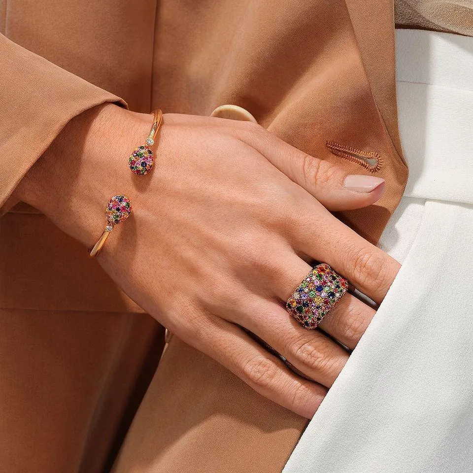 Faberge Emotion 18ct Yellow Gold Multi-Coloured Ring