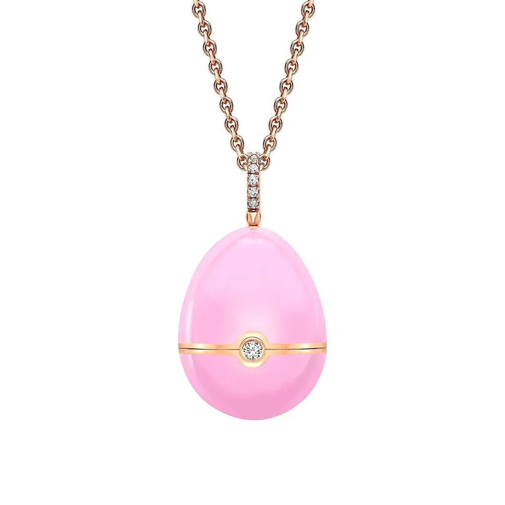 Faberge Essence 18ct Rose Gold Diamond Sapphire Pink Lacquer Heart Surprise Locket