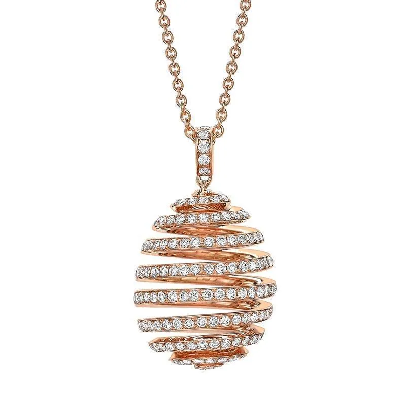Faberge Essence Spiral 18ct Rose Gold Diamond Pendant