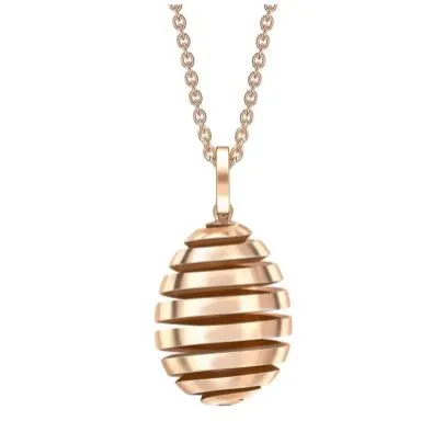 Faberge Essence Spiral 18ct Rose Gold Egg Pendant