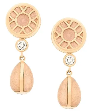 Faberge Heritage 18ct Yellow Gold Diamond Enamel Drop Earrings