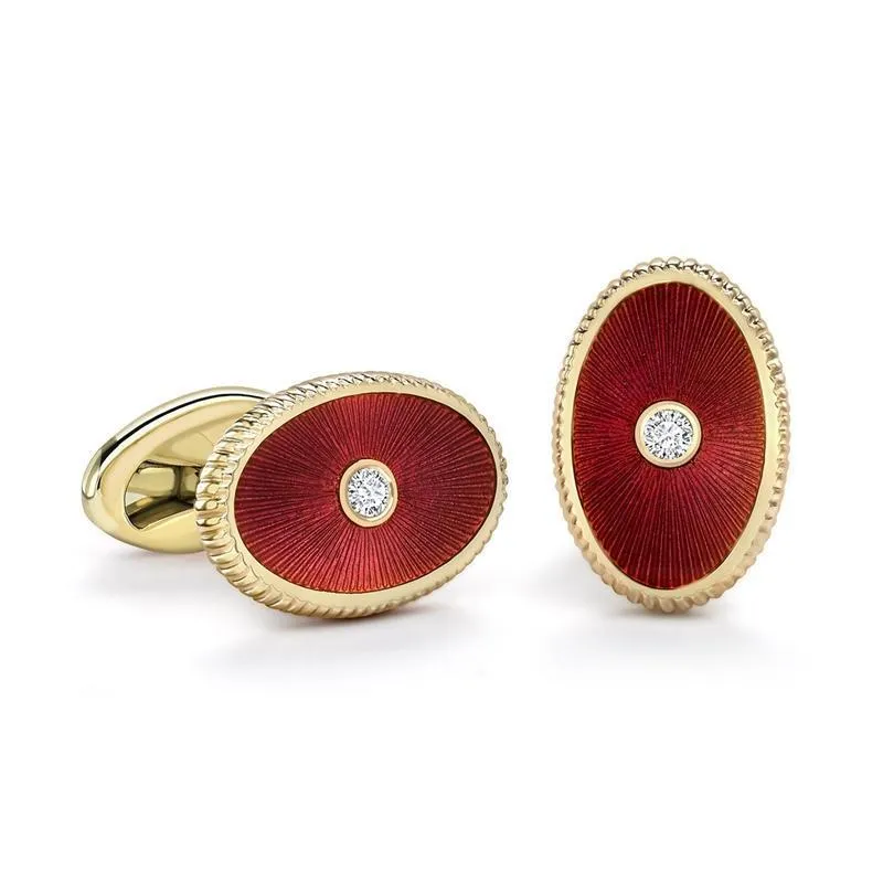 Faberge Heritage Boris 18ct Rose Gold Red Enamel Cufflinks