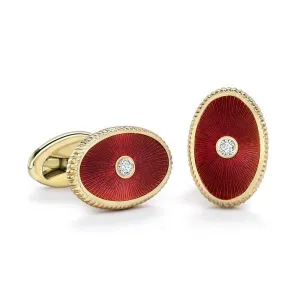 Faberge Heritage Boris 18ct Rose Gold Red Enamel Cufflinks