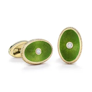 Faberge Heritage Boris 18ct Yellow Gold Green Enamel Cufflinks