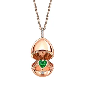 Faberge Imperial 18ct Rose Gold Emerald Diamond Heart Surprise Locket